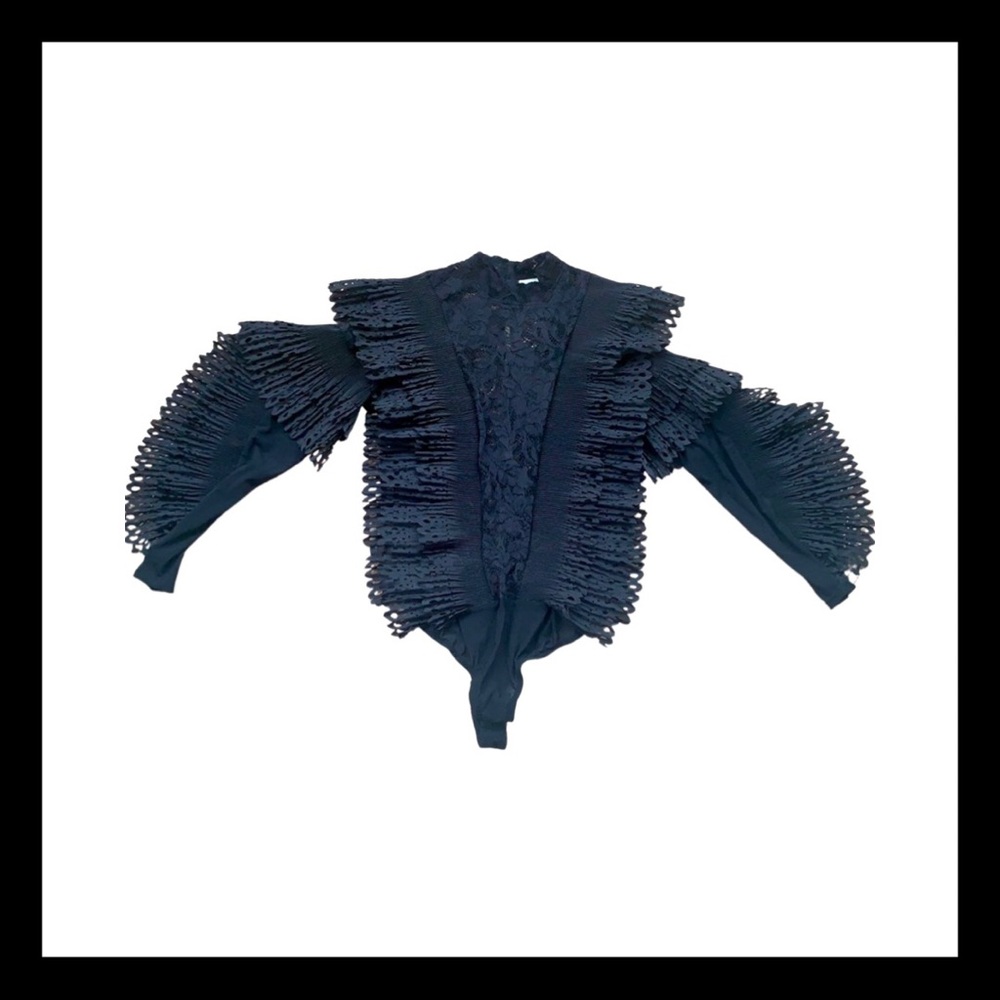 Black Lace Thong Bodysuit M